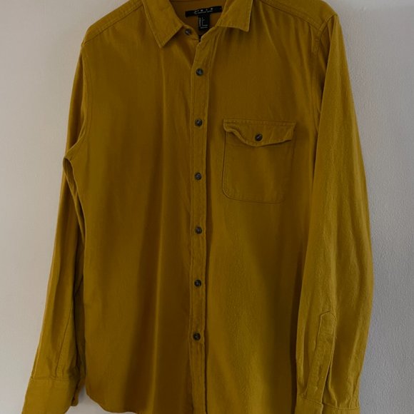 Zara Men Mustard Long Sleeve Button-up Shirt - Size S - Picture 4 of 5